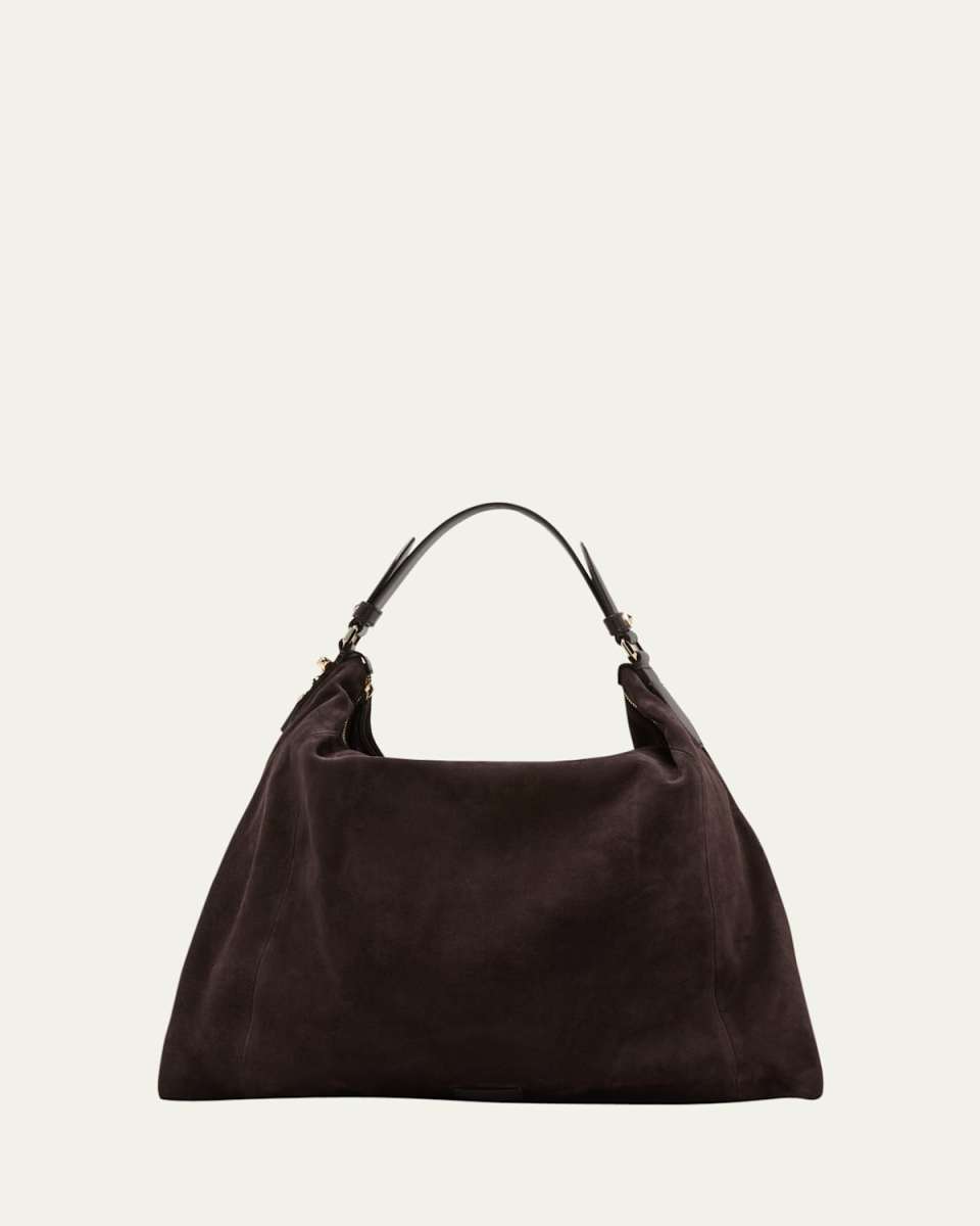 Ana Zip Suede Hobo Bag